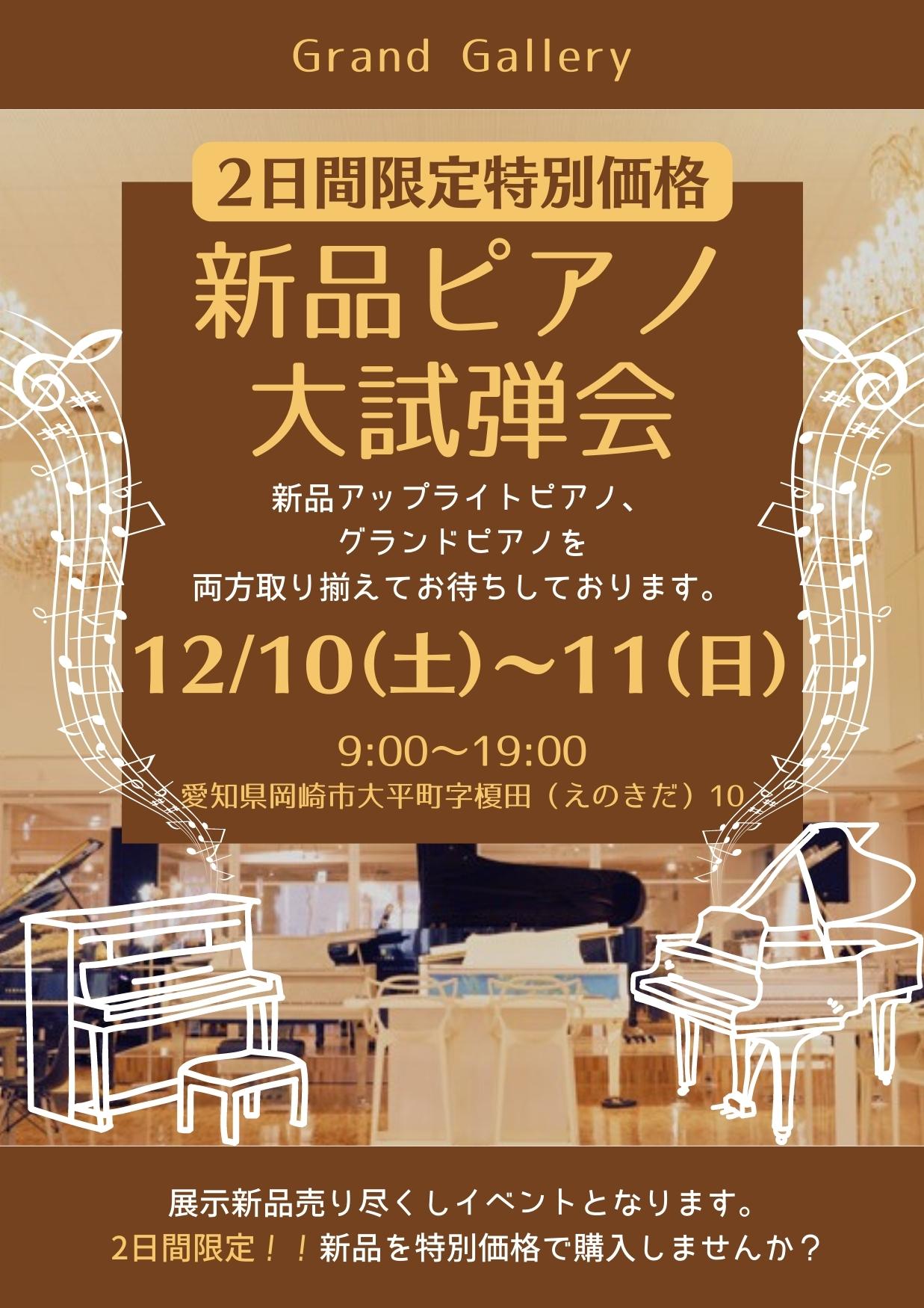 2日限定特別価格　～新品ピアノ大試弾会～